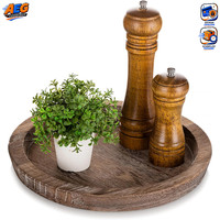Deko Tablett Rund Holz Rustikal Vintage Serviertablett FüR Tischdeko 30Cm