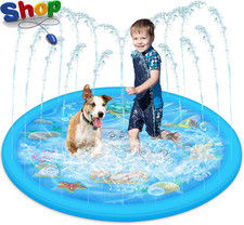 Splash Pad for Kids, round Sprinkler and Splash Water Play Mat, Dog Paddling Poo