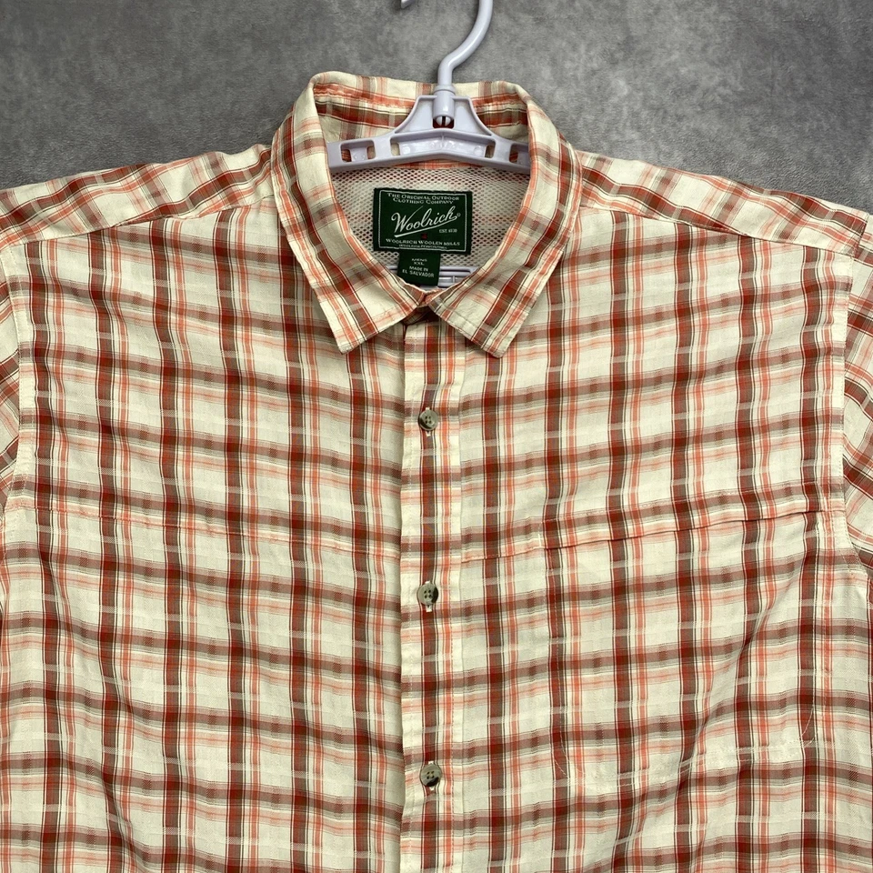 Woolrich Button Shirt Mens XXL Tomato Red Plaid Lightweight Short Sleeve Casual - Image 3 of 4