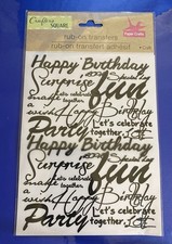 Crafter's Square Rub-on Transfers Happy Birthday Craft New In Package