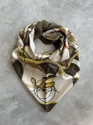 Hermès Paris Seidentuch Carré 90 Vintage Silk Scarf Gold Brown