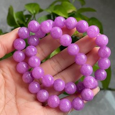 10mm 2pcs Natural Purple Kunzite Crystal Round Cat's Eye Beads Bracelet