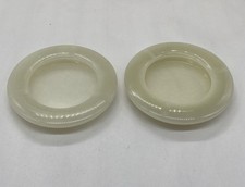 Mid Century Onyx Light Green Ashtrays Pair