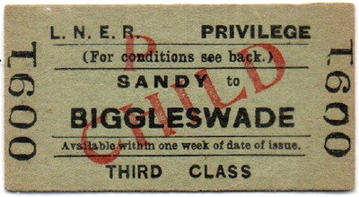 L N E Bahnticket Sandy nach Biggleswade