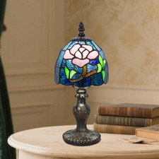 Small Tiffany Table Lamp, 3 Color-Temperature Roses  Stained Glass Lamp,6 Inch T