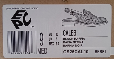Gentle Souls Caleb Raffia Slingback in BLACK RAFFIA Size 9 by