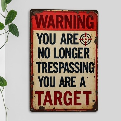 Funny No Trespassing Porch Metal Tin Signs Door Decor Warning You Are a Target