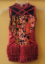 A Wish Come True Dance Costume Sequin Fringe Red Dress Child Medium Tap Jazz