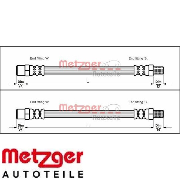 2X Bremsschlauch Metzger 4111716 2 BremsschläUche Rechts Links Vorne-image