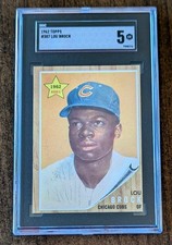 1962 Topps Lou Brock Chicago Cubs Baseball Card Rookie #387 SGC 5 EX