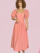 Vintage 1980’s Laura Ashley Valentine Pink Midi Dress Sz 12