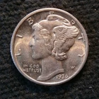 1936 Mercury Dime unc