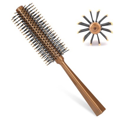Small Round Brush, Hair Brush for Blow Drying with Nylon Bristles gold