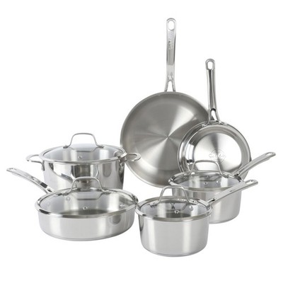 Kitchen Essentials Chef's Deck 10 Piece Stainless Steel Non Toxic Pots and Pans