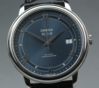 N NEUWERTIGE Box Omega De Ville Prestige 424.13.40.20.03.002 Co-Axial Blau...