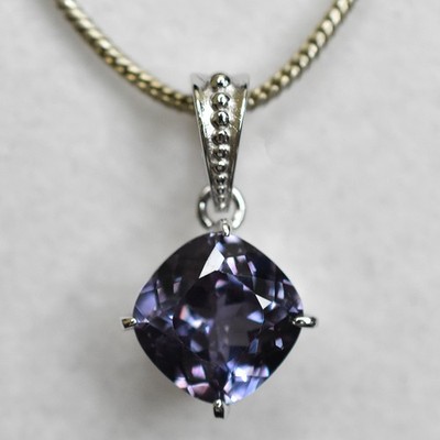 925 Sterling Silver Gems Pendant 14Ct Natural Square Color Change Alex CERTIFIED