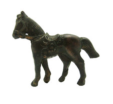 Unbranded Cast Metal Copper Bronze Miniature Horse Stallion Pony Saddle Figurine