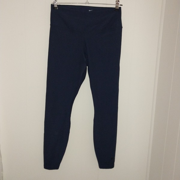 Nike Dri-FIT Legend Women's Ankle Leggings L Blue Solid Logo Activewear