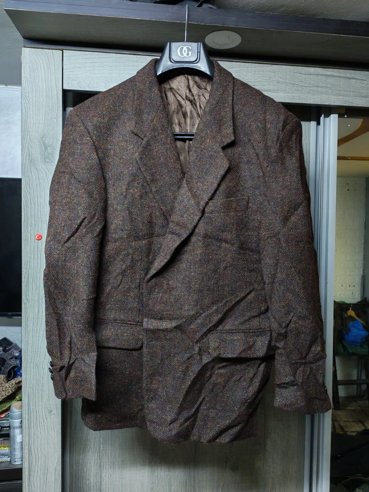 Vintage Harris Tweed handwoven pure wool classic brown hunting jacket blazer 44R - Image 2 of 4
