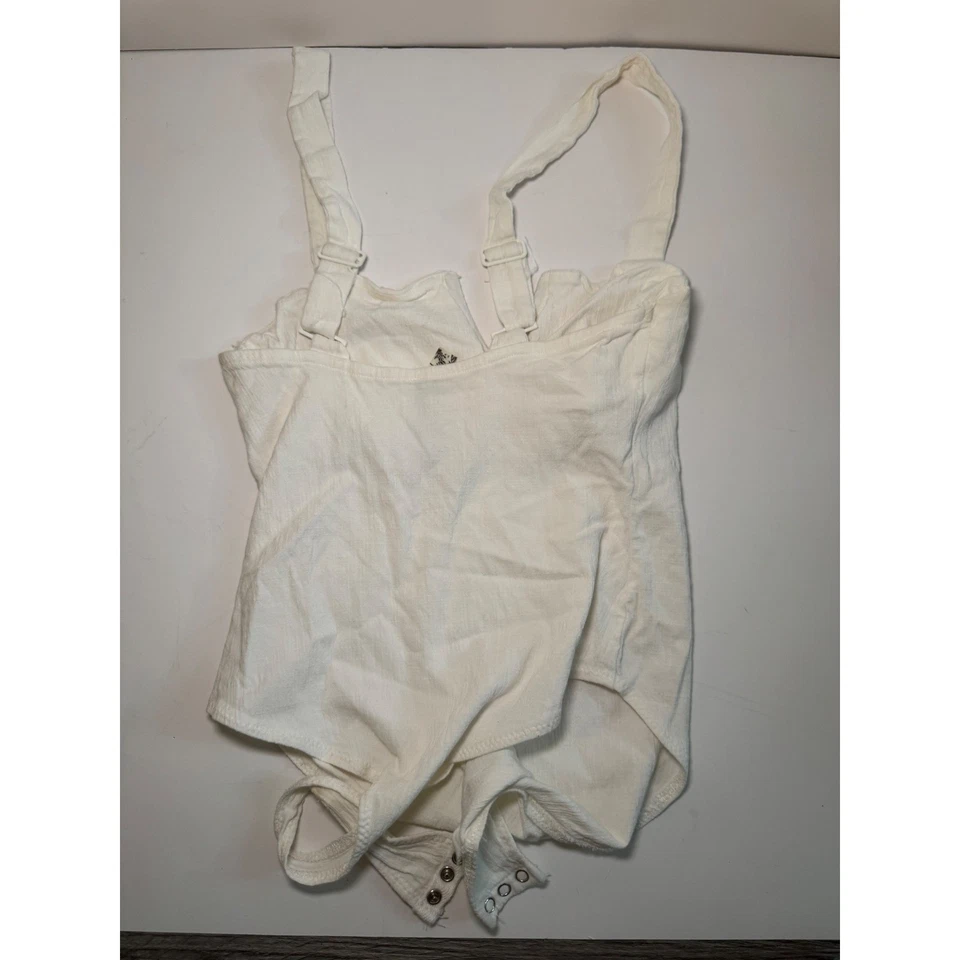 Free People Sleeveless Bodysuit Snap Crotch Adjustable Straps White S - Image 4 of 4