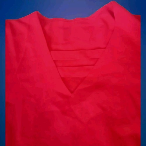 Camicetta donna 2X rossa elegante casual scollo a V - manica a campana 3/4 con pannelli in rete - Foto 3 di 9