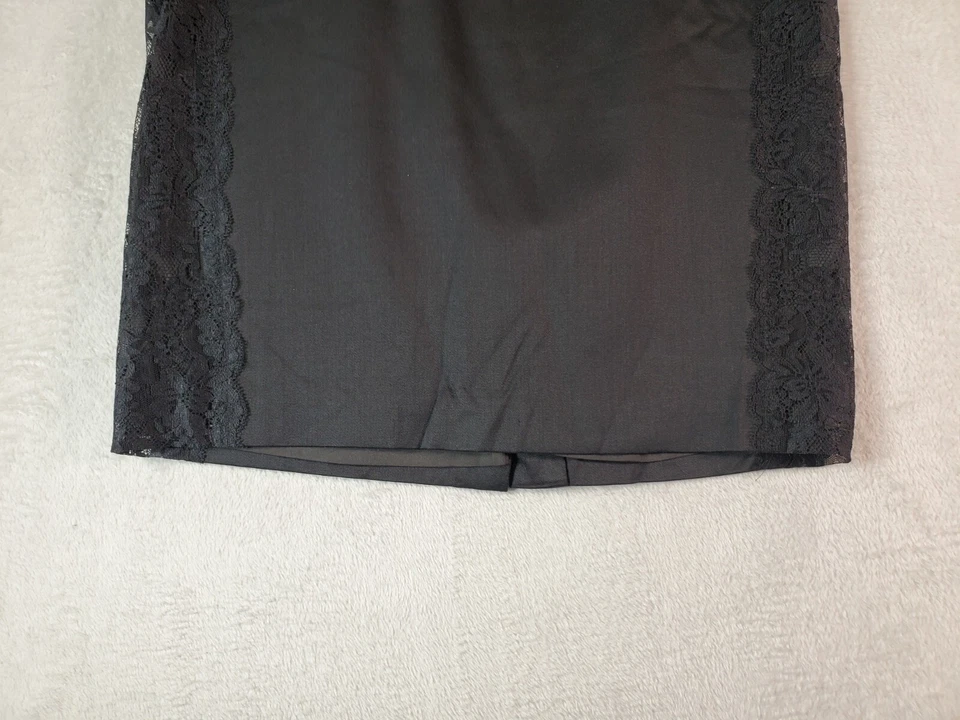 Falda Ann Taylor Línea A Mujer Pequeña 4P Negra Encaje Forrada Rayón Ventilada Cremallera Trasera Foto 3 de 4
