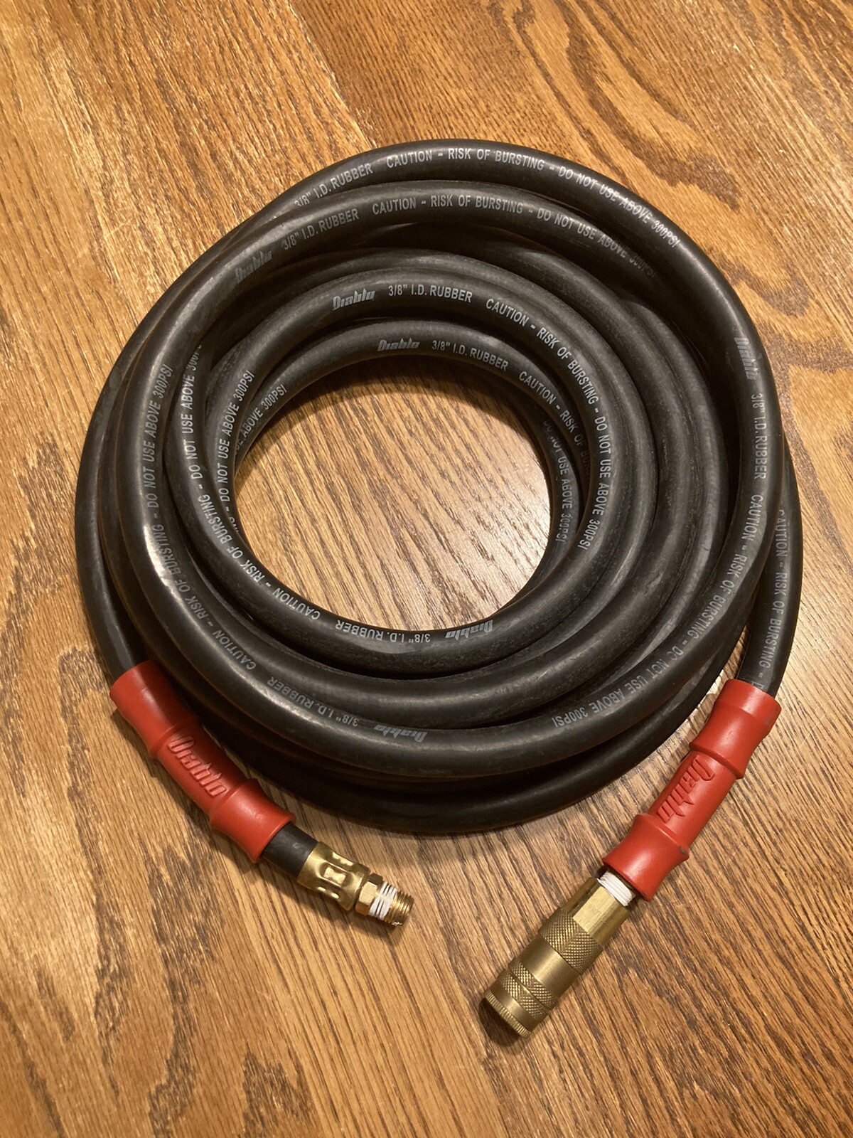Diablo 3/8" x 25’ Rubber Air Hose Kink Proof 300 PSI & Brass Fittings A18 eBay