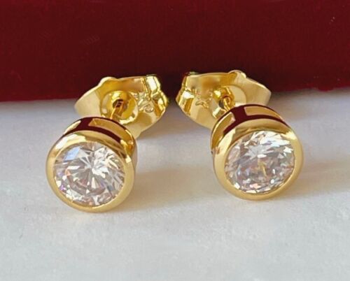 Luxus Ohrringe Ohrstecker Zirkonia Kristall 999er Gold 24K vergoldet 7mm Damen - Bild 4 von 10