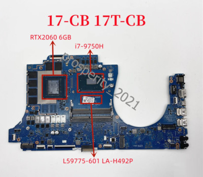 L59775-001 L59775-601 LA-H492P For HP 17-CB Motherboard I7-9750H CPU RTX2060 6GB