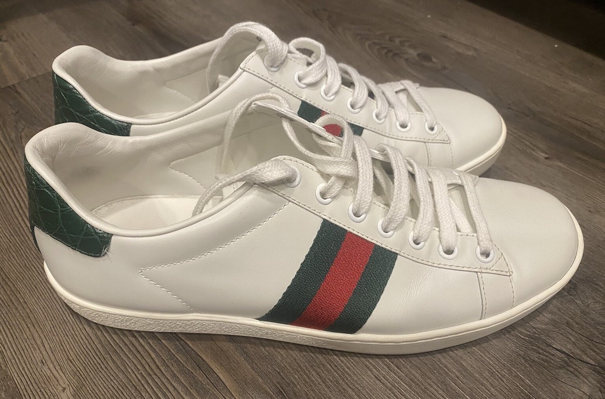 Gucci shoes size 8 Gucci Ace White Leather Lace up Sneaker, Blue/Red Stripe  main image 2