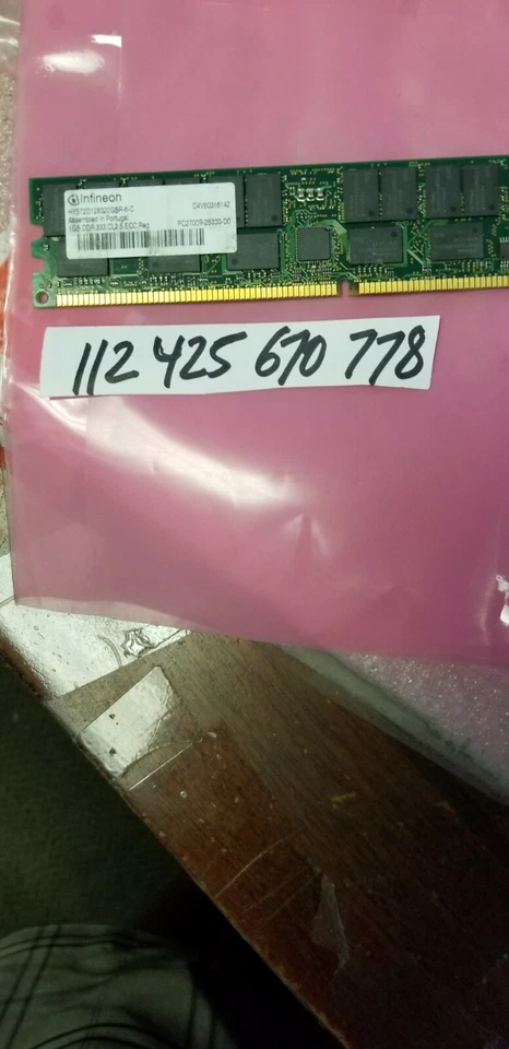 1GB PC DDR1 DDR PC 2700R DDR1-333 2700 333 184PIN ECC-REG RDIMM 64X4 371-1177-01 - Image 2 of 2