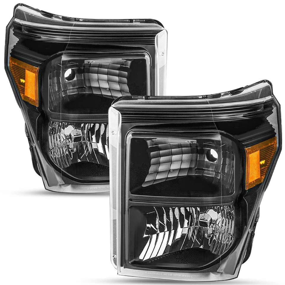 For 2011-2016 Ford F250 F350 F450 F550 Super Duty Pickup Black Headlights Pair - Image 2 of 4