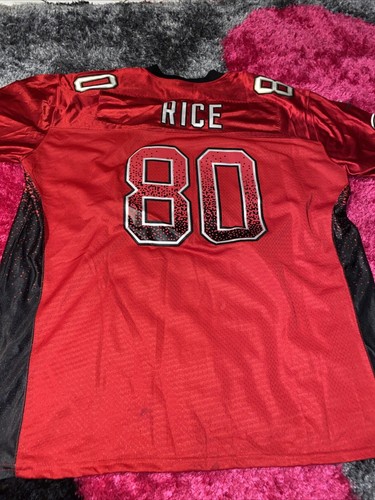 Nike On Field Sewn NFL SF 49ers Jerry Rice Alternate Splatter Jersey Sz56 Team - Picture 2 of 10