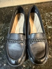Clarks Collection Cora Viola Black Leather Slip On Loafers Women's Size 8 K