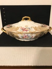 VINTAGE D & CO. LIMOGES L. BERNARDAUD CO. HIGGINS & SEITER SERVING BOWL WITH LID