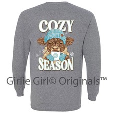 Girlie Girl Originals Cozy Season Cow 2686 Graphite Long Sleeve T-Shirt