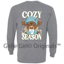 Girlie Girl Originals Cozy Season Cow 2686 Graphite Long Sleeve T-Shirt