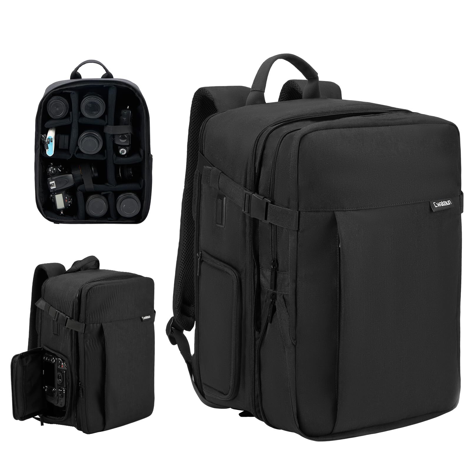 3-IN-1 Large Camera Backpack with Expandable Storage and 15.6 Inch Laptop Compartment