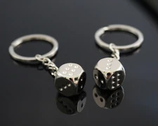 2x PCS Lot - Dice Keychain Keyring Metal Car Bag Keychains Key Holder Gift