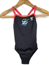 New TYR Hexa Diamondfit Swimsuit Youth 24 7/8 Black Red Pro Swim Series