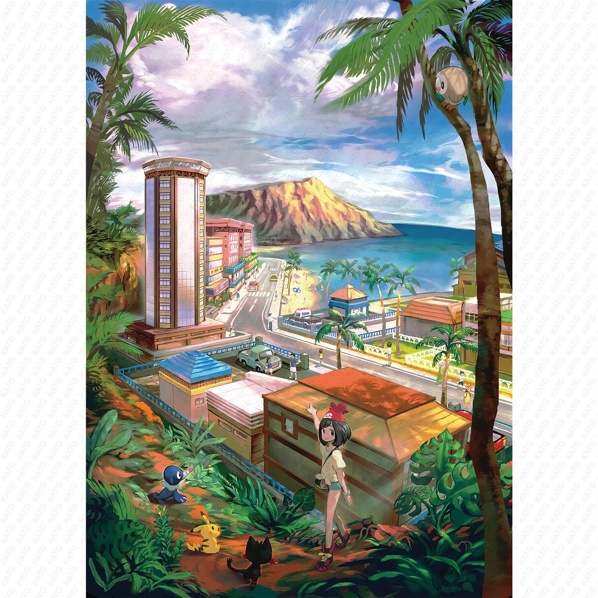 Pokemon Sun and Moon Hau'oli City Poster Art High Quality