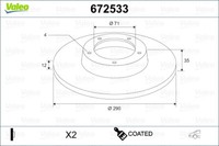Valeo 2X Bremsscheibe Hinten Ø290 Mm Beschichtet FüR CitroëN C4 II B7 1.6