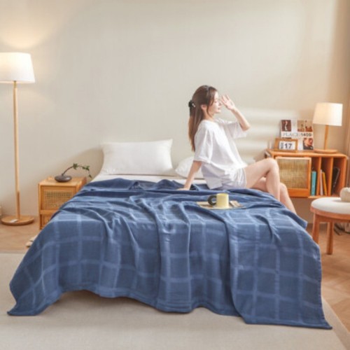 100% Cotton Blanket Honeycomb Towel Quilt Cotton Waffle Gauze Car Throw Blanket - Picture 3 of 19