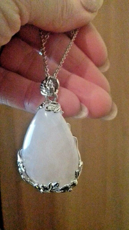 Collana ciondolo vero quarzo rosa con GARANZIA pietre naturali argento 925 NUOVA - Immagine 2 di 4