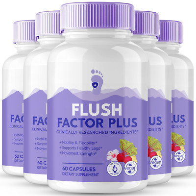 (5 Pack) Flush Factor Plus Capsules for Digestive Health & Weight Management