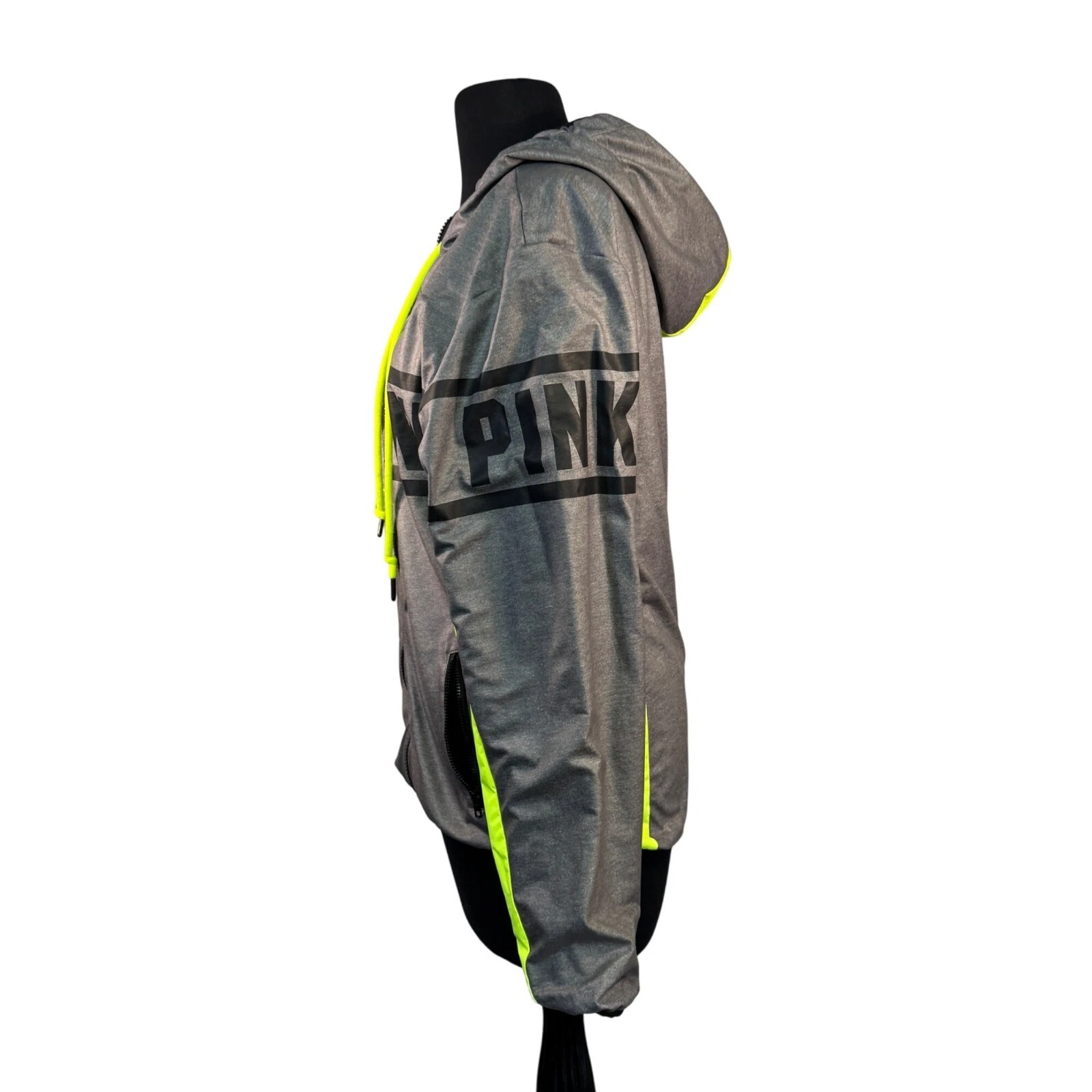 UNDERCOVER Giacca con cappuccio e zip Victorias Secret rosa donna XS S grigio e giallo fluo