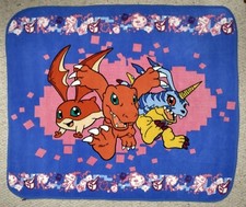 Vintage DIGIMON Agumon Gabumon Patamon All Over Print 5' x 4' Throw Blanket RARE