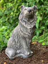 Dog Collie sculpture Stone dog statue for garden and home Concrete pet figurine