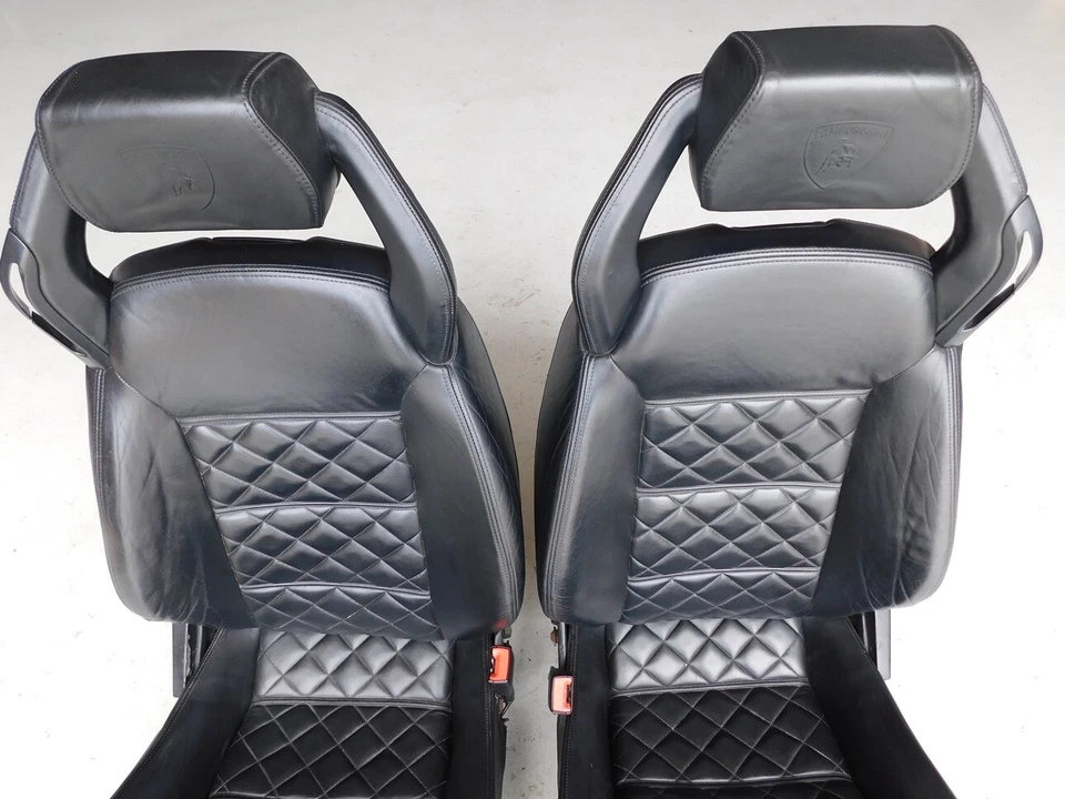 Lamborghini Gallardo Spyder LP560 2010 Black Leather Power Seats Pair J109 - image 2 of 4
