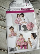 Simplicity 1901 sewing pattern: Diaper Bag Bib Chair Cover Baby Accessories New